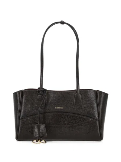 Hidesins S Logo-print Leather Shoulder Bag In Black