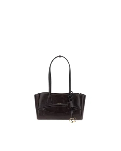 Hidesins Shopper S Rectangular Calf Leather Magnetic Closure Tote Bag In Brown