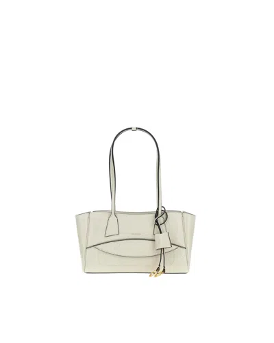 Hidesins Shopper S Structured Calf Leather Gold Accents Tote Bag In Gray