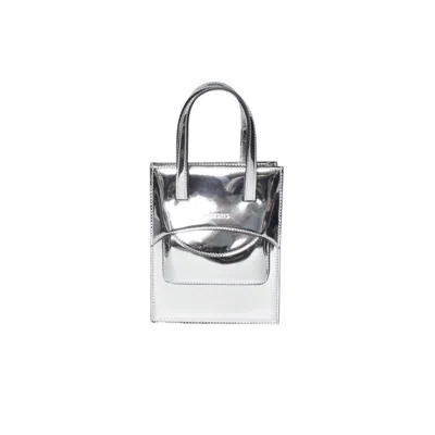 Hidesins Silver Mini Leather Flap Shoulder Bag
