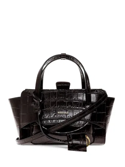 Hidesins Small Flap Croc-effect Leather Tote Bag In Brown