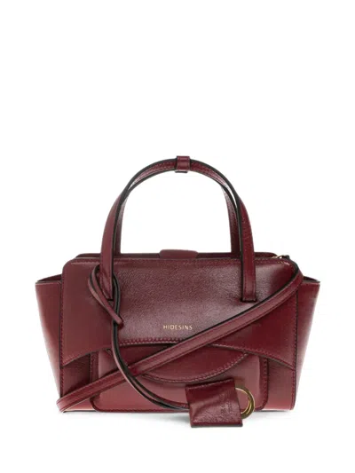 Hidesins Small Flap Leather Tote Bag In Red