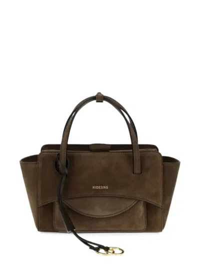 Hidesins Small Flap Logo-stamp Suede Tote Bag In Brown