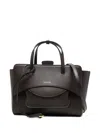 Hidesins Structured Leather Shoulder Bag With Metal Hardware In Brown