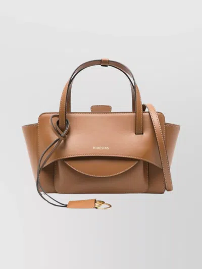 HIDESINS SMALL LEATHER TOTE BAG FLAP