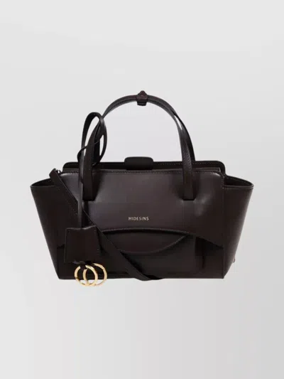 Hidesins Small Leather Tote Bag With Detachable Strap In Brown