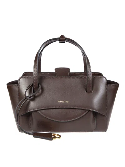 Hidesins Small Structured Flared Top Handles Bag In Brown