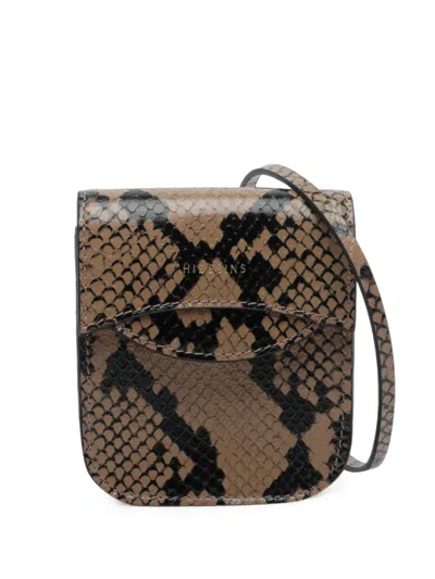 Hidesins Snake-effect Shoulder Bag In Brown