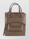 Hidesins Soft Calfskin Tote Bag With Flat Bottom In Brown