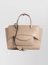 Hidesins Structured Leather Shoulder Bag Flap Design In Neutral