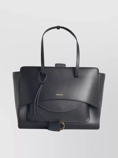HIDESINS STRUCTURED LEATHER SHOULDER BAG FLAP DESIGN