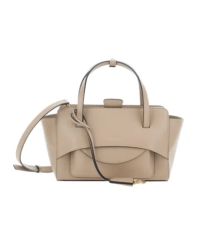 Hidesins Structured Leather Shoulder Bag In Nude