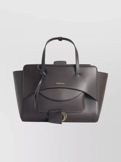 HIDESINS STRUCTURED LEATHER SHOULDER BAG WITH METAL HARDWARE