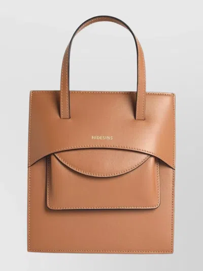 HIDESINS STRUCTURED LEATHER SHOULDER BAG WITH TOP HANDLE