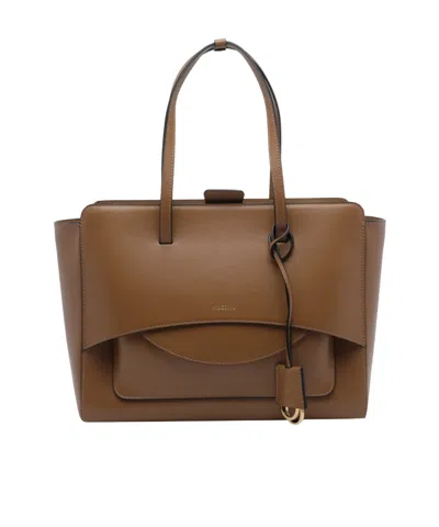 Hidesins Structured Top Handle Shoulder Bag In Brown