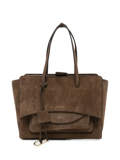 Hidesins Suede Shoulder Bag In Brown