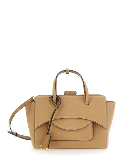 Hidesins Suede Top Handle Bag In Beige