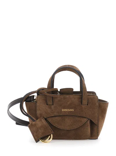 Hidesins Suede Top Handle Bag In Brown