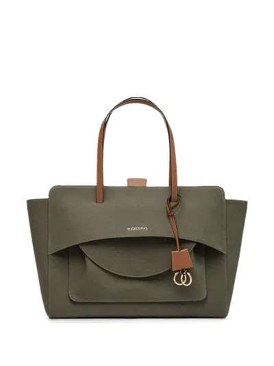 Hidesins Super Flap Logo-lettering Handbag In Green