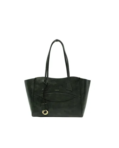 Hidesins Textured Calf Leather Open-top Tote Bag In Black