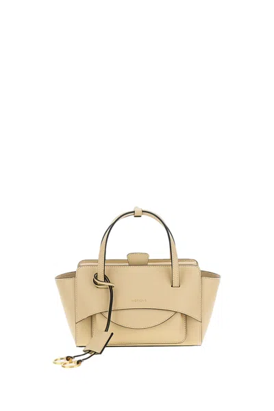 Hidesins White Flap S Leather Crossbody Bag In Beige