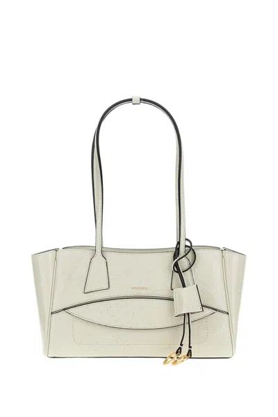 Hidesins White Shopper S Glossy Leather Shoulder Bag In Neutral