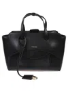 Hidesins Flap Medium Leather Tote Bag In Black