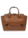 Hidesins Flap Medium Leather Tote Bag In Brown