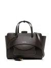 Hidesins Structured Leather Shoulder Bag With Metal Hardware In Brown