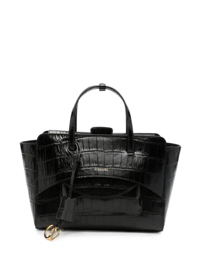 Hidesins Women's Croc-effect Top Handle Bag In Black