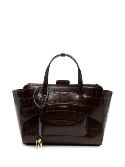 Hidesins Women's Croc-effect Top Handle Bag In Brown