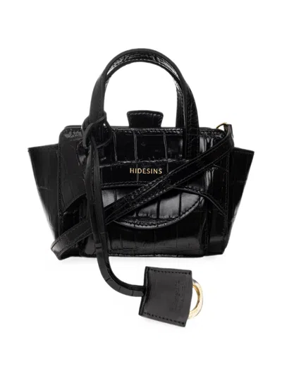 Hidesins Xs Flap Croc-effect Tote Bag In Black