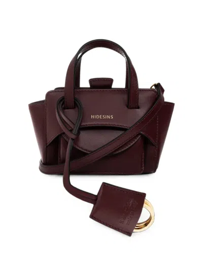 Hidesins Xs Flap Leather Tote Bag In Burgundy