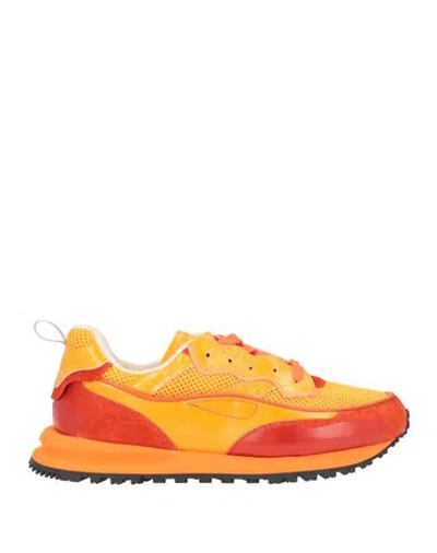 Hidnander Archetypal Woman Sneakers Orange Size 8 Leather, Textile Fibers In Multi
