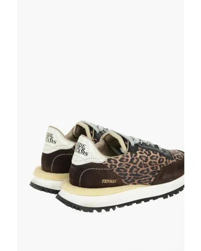 Hidnander Brown Leather Low Top Women's Sneakers