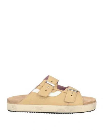 Hidnander Man Sandals Beige Size 9 Leather In Brown