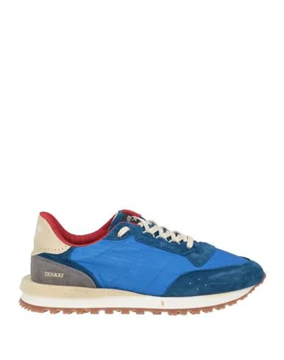 Hidnander Man Sneakers Azure Size 10 Leather, Textile Fibers In Blue