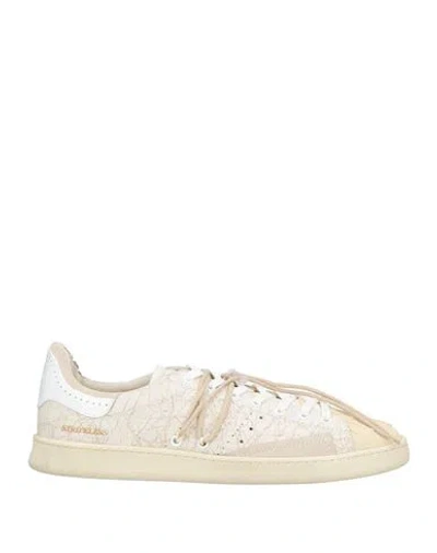 Hidnander Man Sneakers Beige Size 10 Leather, Synthetic Material In Neutral