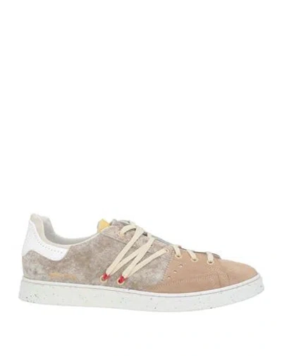 Hidnander Man Sneakers Beige Size 9 Leather In Multi