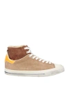 Hidnander Man Sneakers Beige Size 9 Leather, Textile Fibers In Beige
