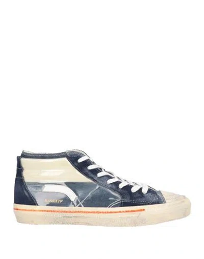 Hidnander Man Sneakers Blue Size 11 Leather, Textile Fibers, Rubber