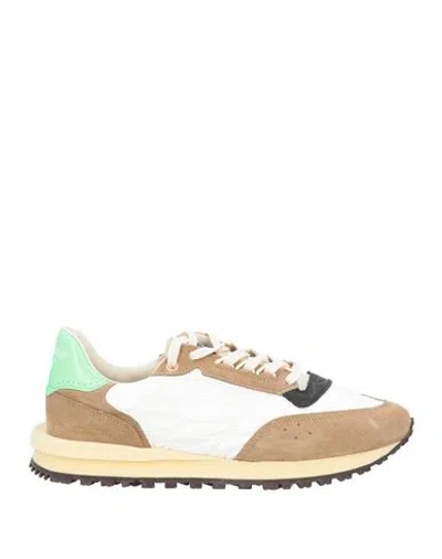 Hidnander Man Sneakers Camel Size 10 Leather, Textile Fibers In Neutral