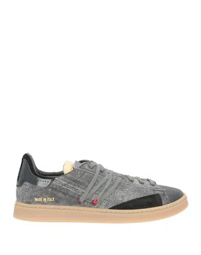 Hidnander Man Sneakers Charcoal Size 8 Leather In Gray