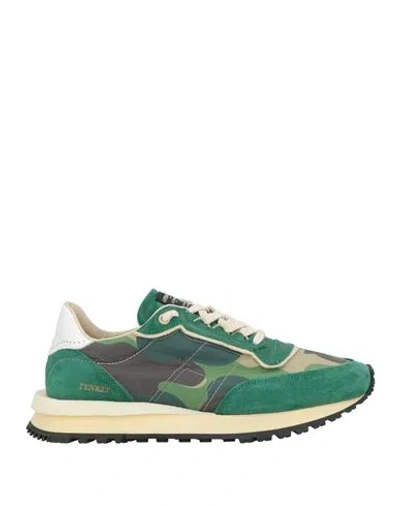 Hidnander Man Sneakers Green Size 7 Textile Fibers, Leather