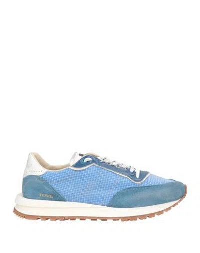 Hidnander Man Sneakers Light Blue Size 8 Textile Fibers, Leather