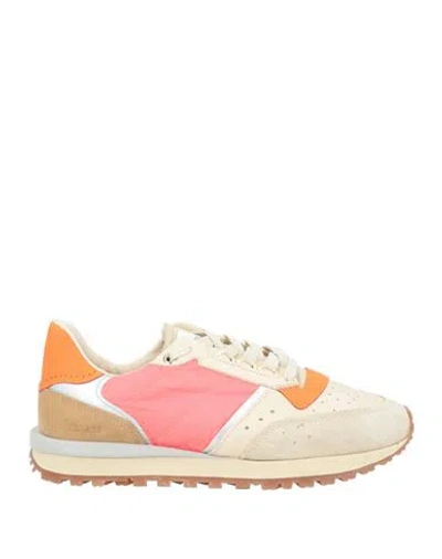 Hidnander Man Sneakers Orange Size 6 Leather, Textile Fibers In Multi