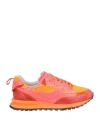 Hidnander Man Sneakers Orange Size 9 Leather, Textile Fibers In Orange