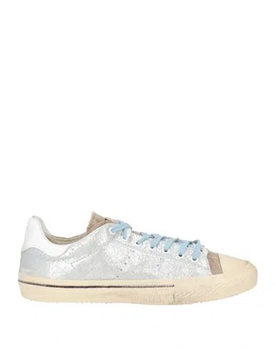 Hidnander Man Sneakers Silver Size 10 Leather, Textile Fibers