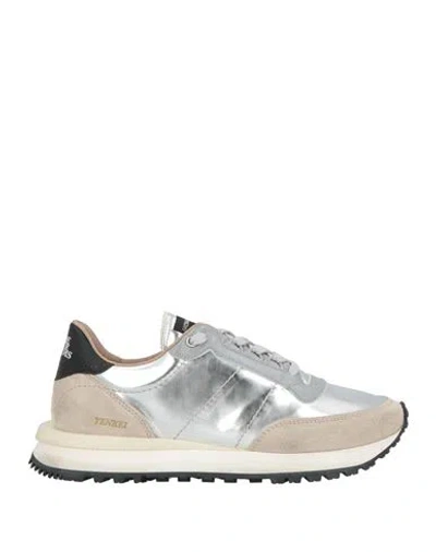 Hidnander Man Sneakers Silver Size 8 Leather, Textile Fibers