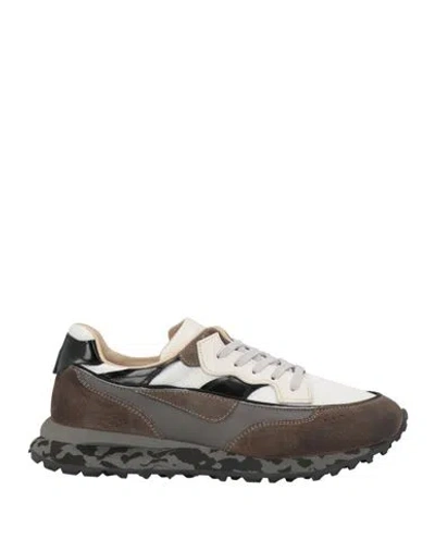 Hidnander Man Sneakers Taupe Size 10 Soft Leather, Textile Fibers In Grey